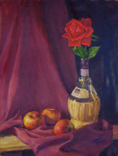 Still Life with Apples and Rose