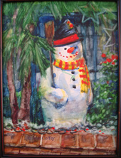 Smiling Snowman 2, framed